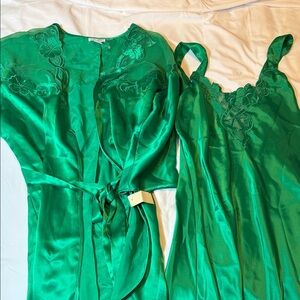 Vintage Lucie Ann Silk Robe and Slip Set